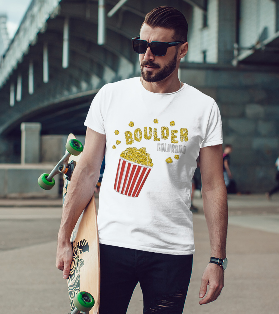 Boulder Colorado Popcorn City Travel Fun T-Shirt