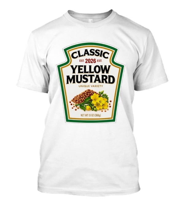 Classic Yellow Mustard Est 2026 Unique Variety Bottle Label T-Shirt