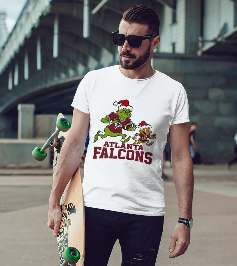 Atlanta Falcons Grinch And Bird Christmas Football Fun T-Shirt