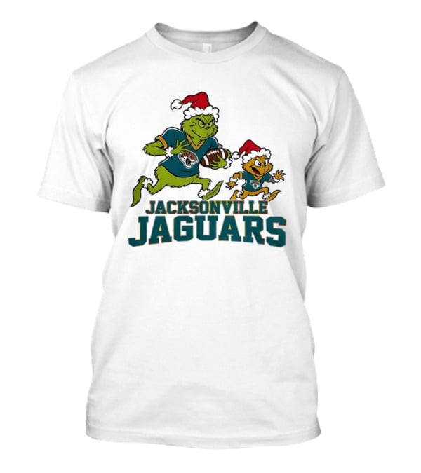 Grinch Little Bird Running Football Jacksonville Jaguars Christmas T-Shirt