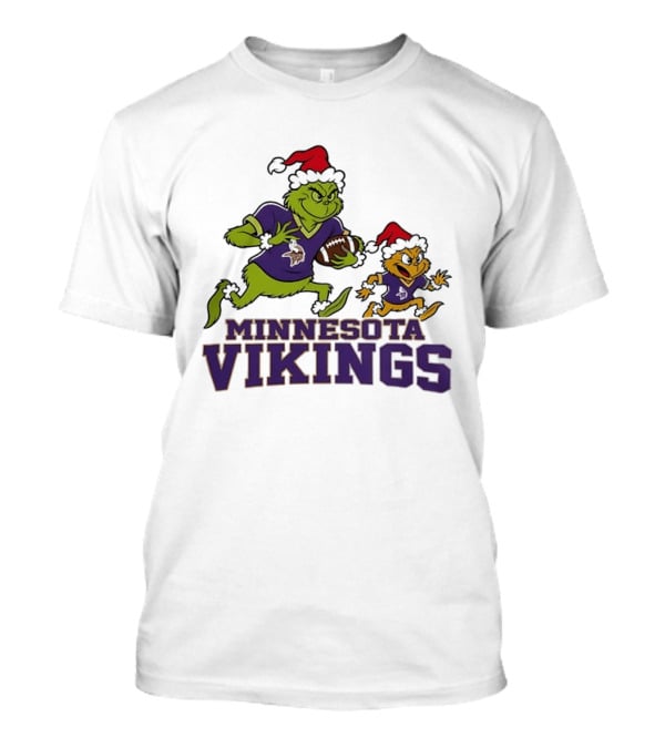 Minnesota Vikings Christmas Grinch And Little Bird Football Festive Run T-Shirt
