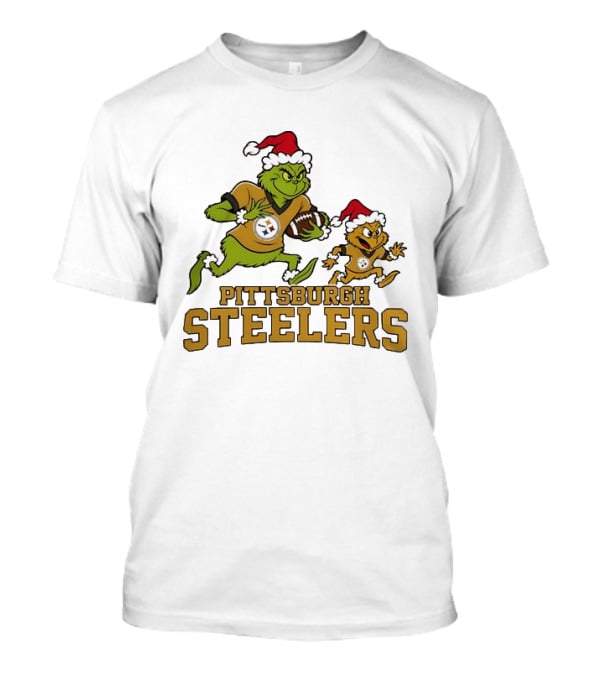 Pittsburgh Steelers Christmas Grinch Little Bird Running Football T-Shirt