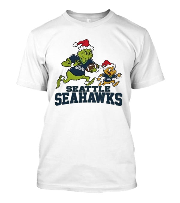 Seattle Seahawks Christmas Grinch And Little Bird Football Running T-Shirt