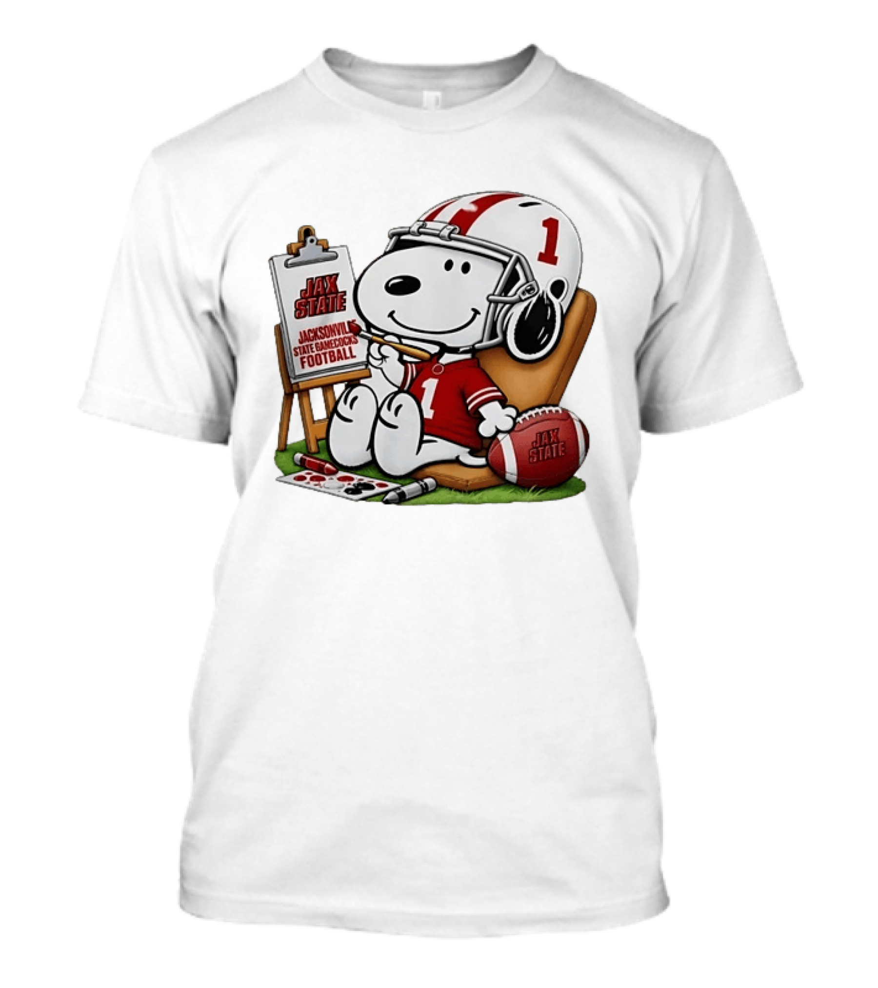 Jacksonville State Gamecocks Snoopy Painting Football Number 1 T-Shirt