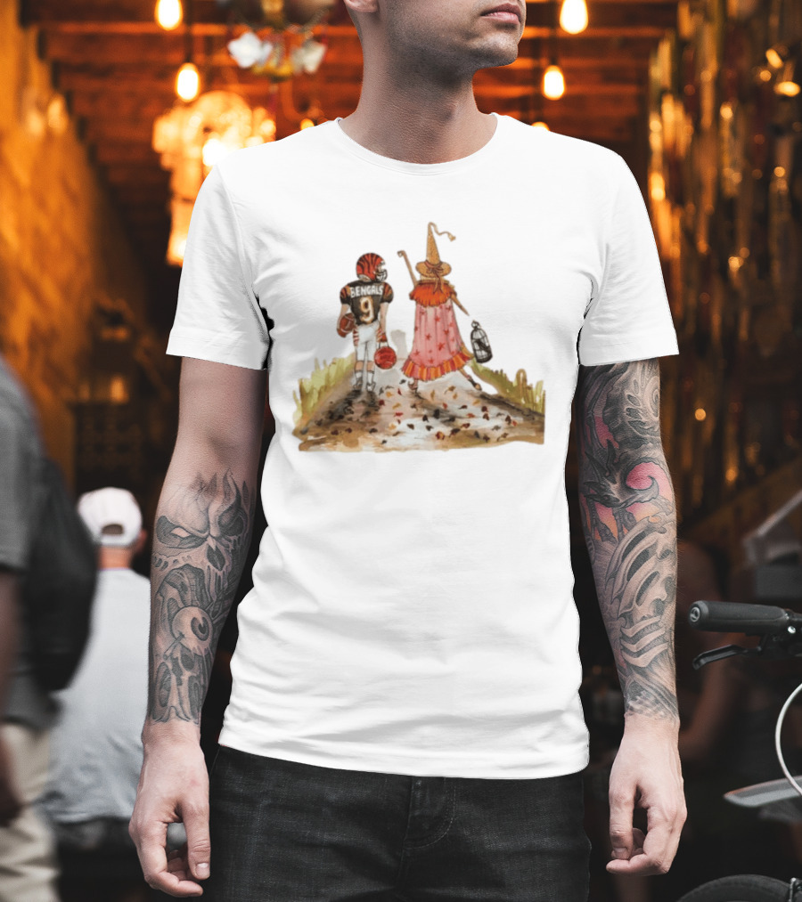 Joe Burrow Cincinnati Bengals Number 9 Halloween Witch Hocus Pocus T-Shirt