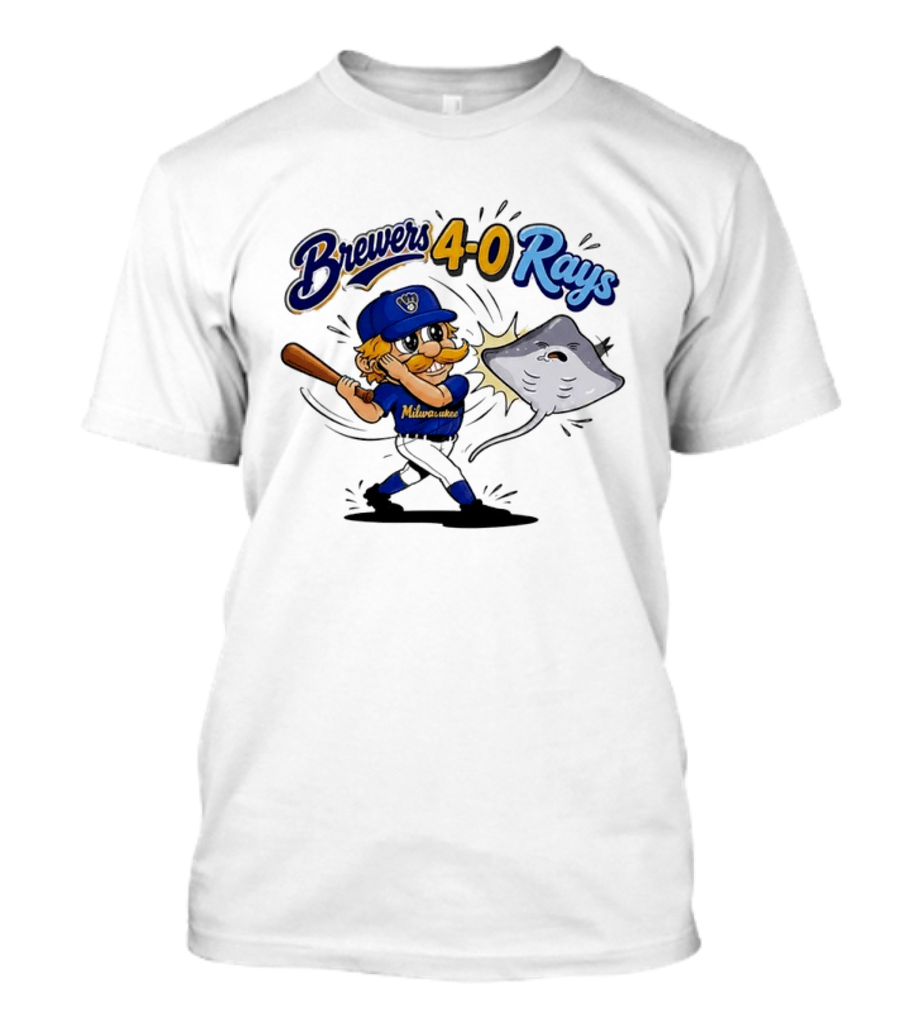 Milwaukee Brewers 4 0 Rays Baseball Cartoon T-Shirt