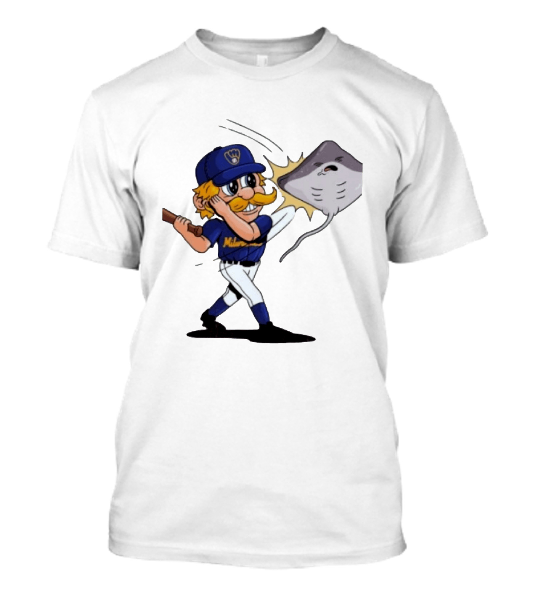 Milwaukee Brewers Mascot Batting Stingray Baseball Hit T-Shirt