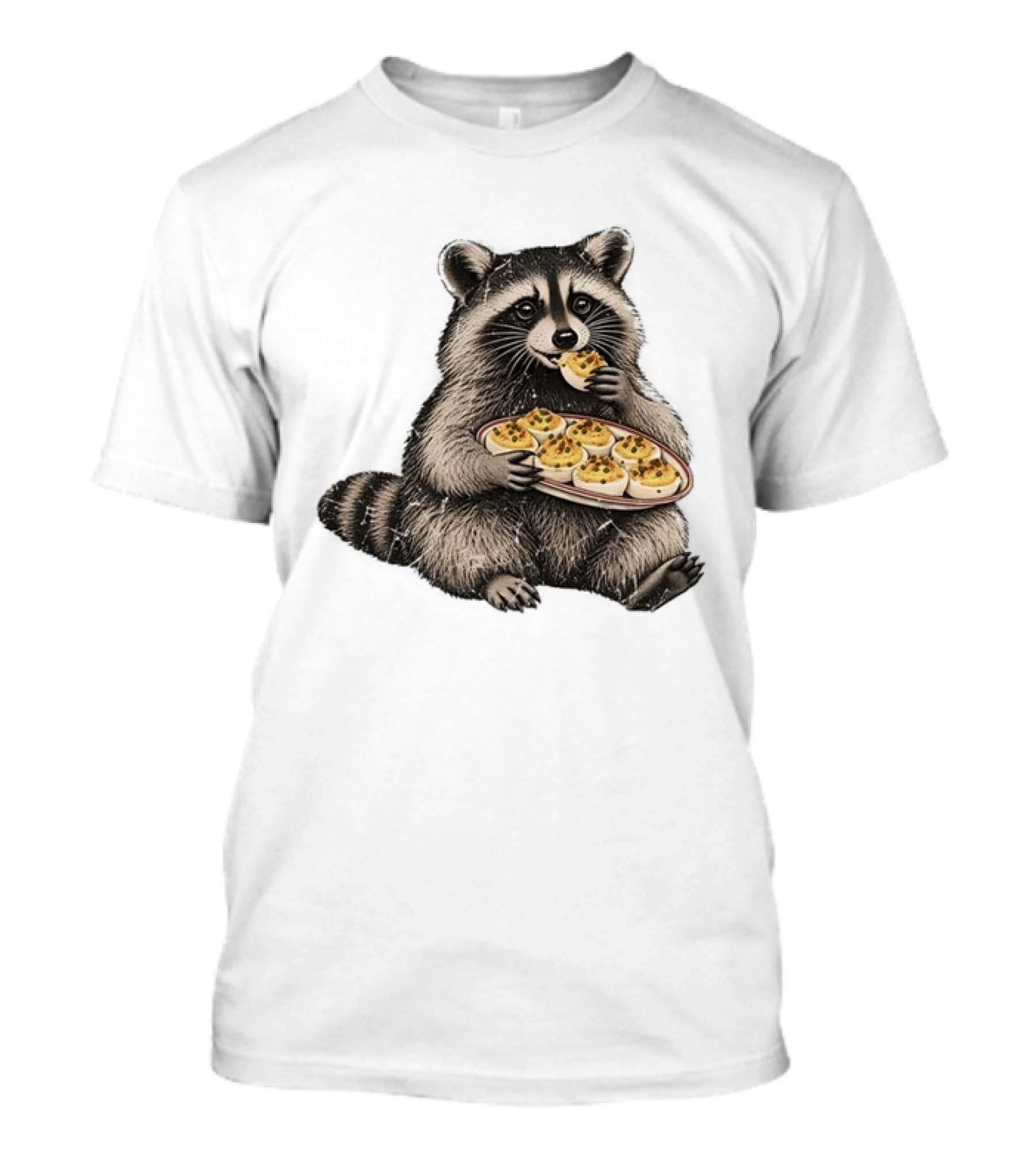Raccoon Enjoying A Plate Of Deviled Eggs T-Shirt