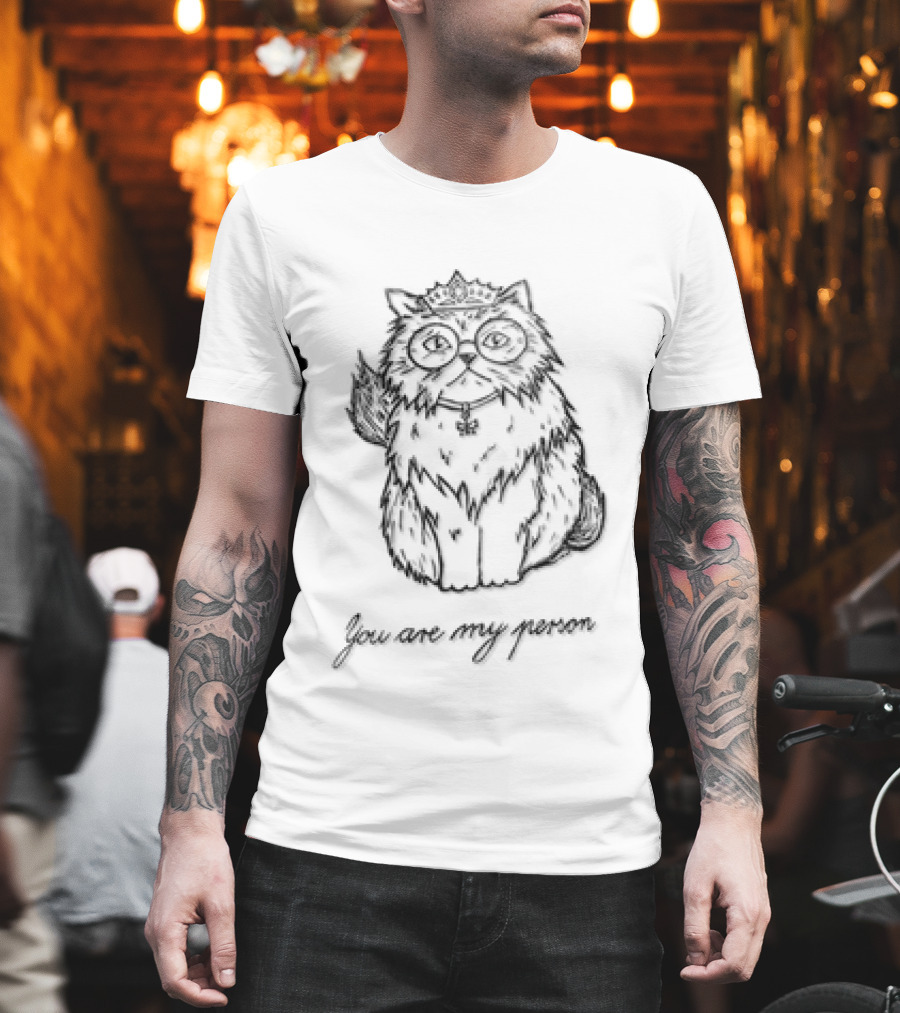 Fluffy Cat Wearing Crown Glasses You Are My Person T-Shirt