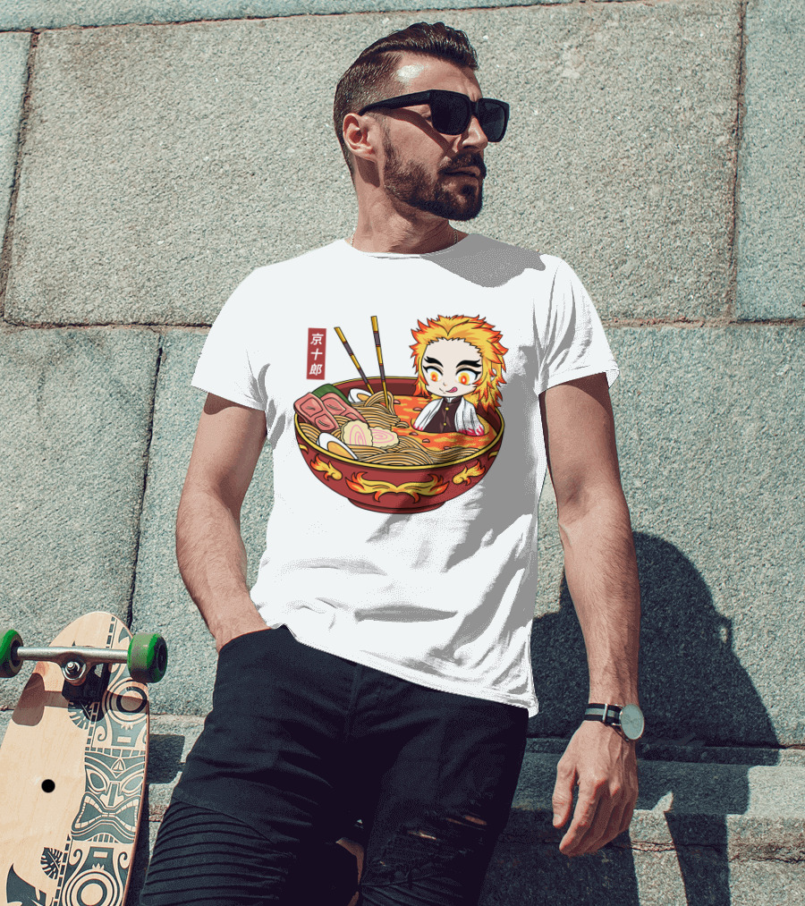 Kimetsu No Yaiba Demon Slayer Rengoku In Ramen Bowl Anime T-Shirt