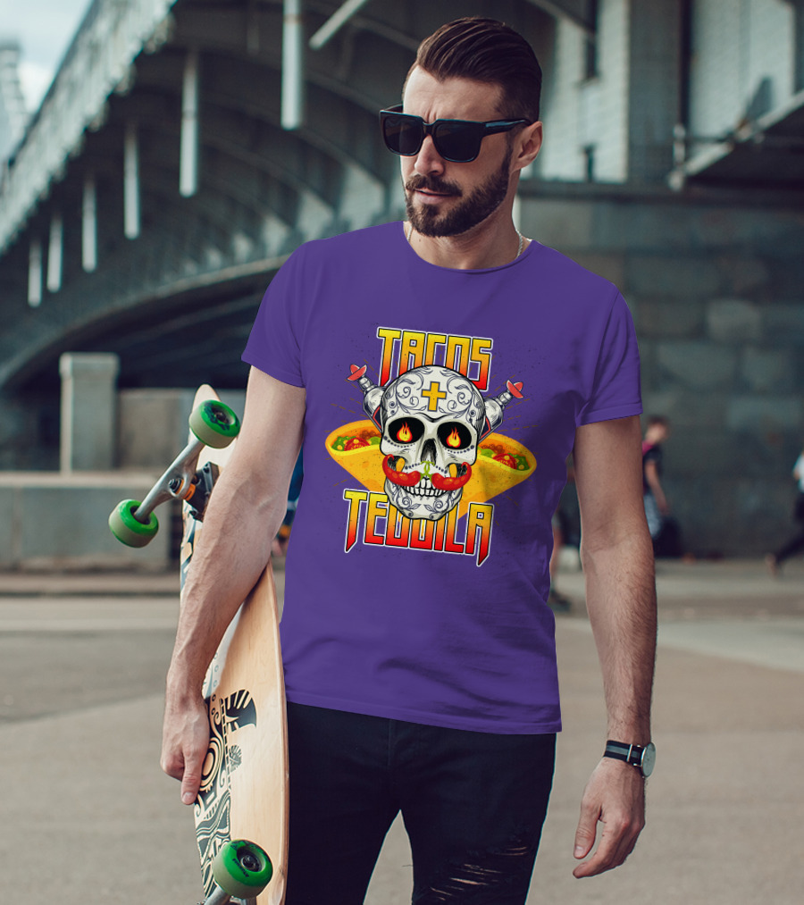 Tacos Tequila Skull Mexican Cuisine Party T-Shirt
