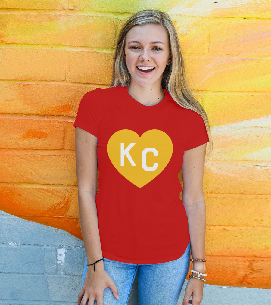 Mishacollinscloset Charlie Hustle Red And Gold KC Heart T-Shirt