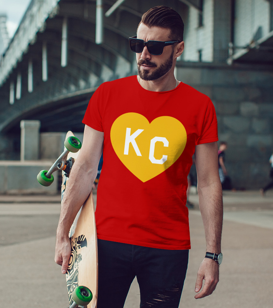Mishacollinscloset Charlie Hustle Red And Gold KC Heart T-Shirt
