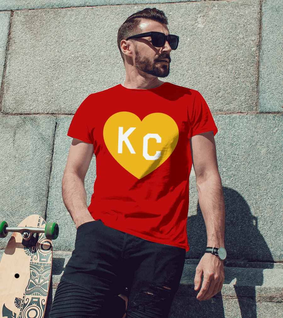Mishacollinscloset Charlie Hustle Red And Gold KC Heart T-Shirt