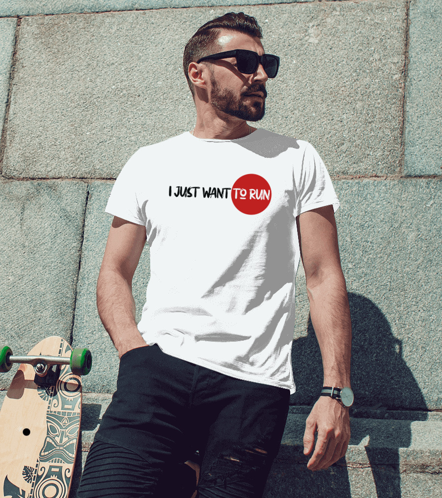 I Just Want To Run Red Circle Emphasis T-Shirt