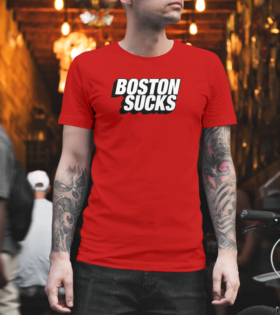 New York Post Sports Boston Sucks Red T-Shirt