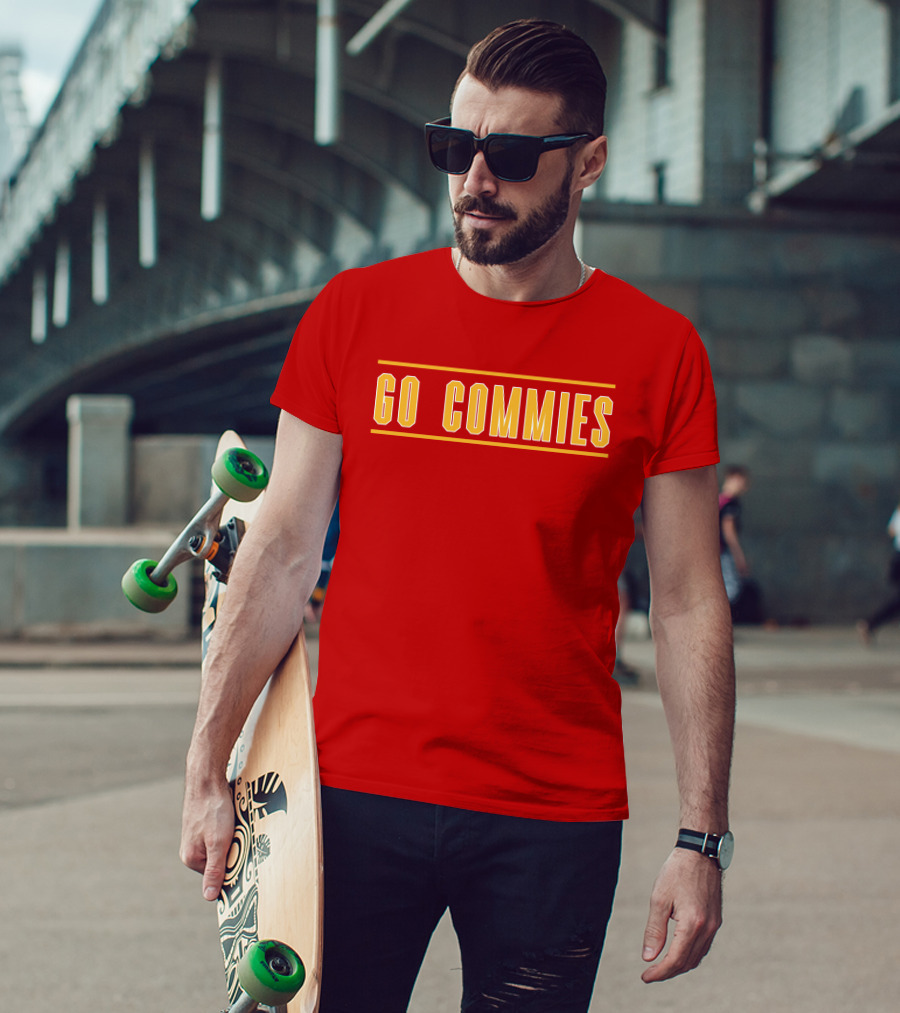 Go Commies Yellow Text On Red T-Shirt