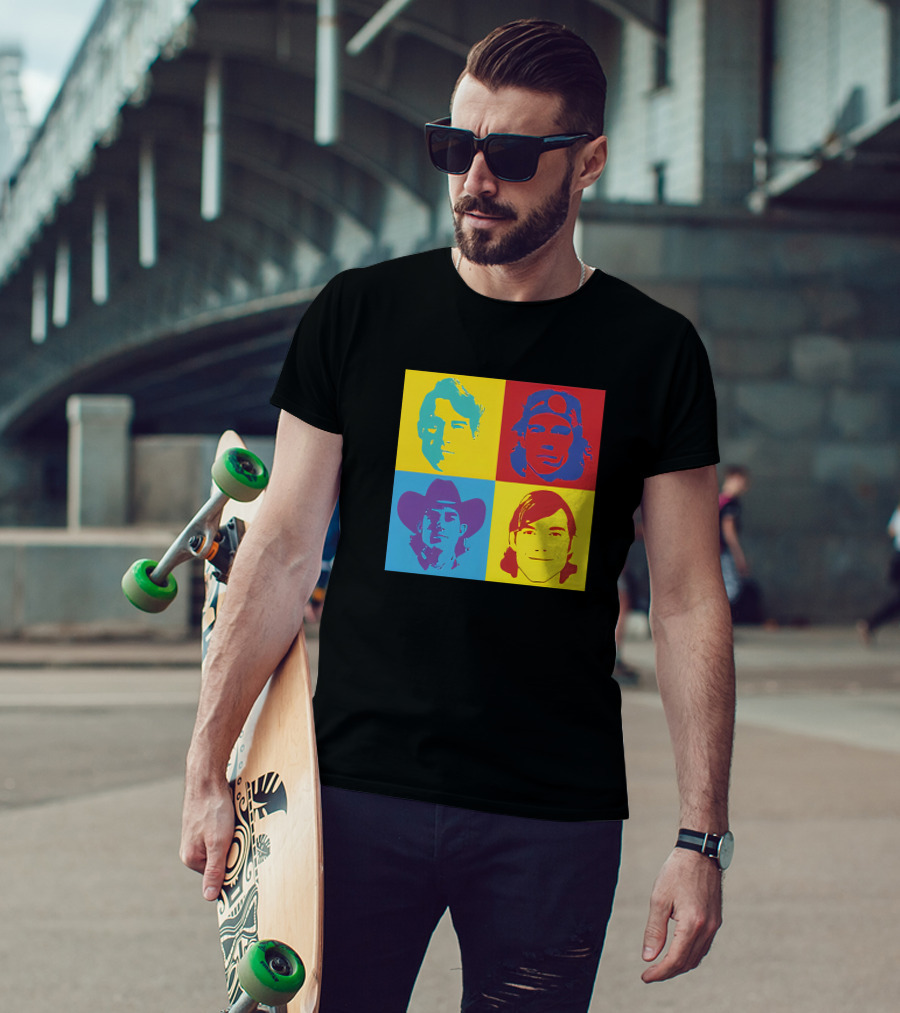 Danny Duncan Merch Pop Art Style 4 Faces Black T-Shirt