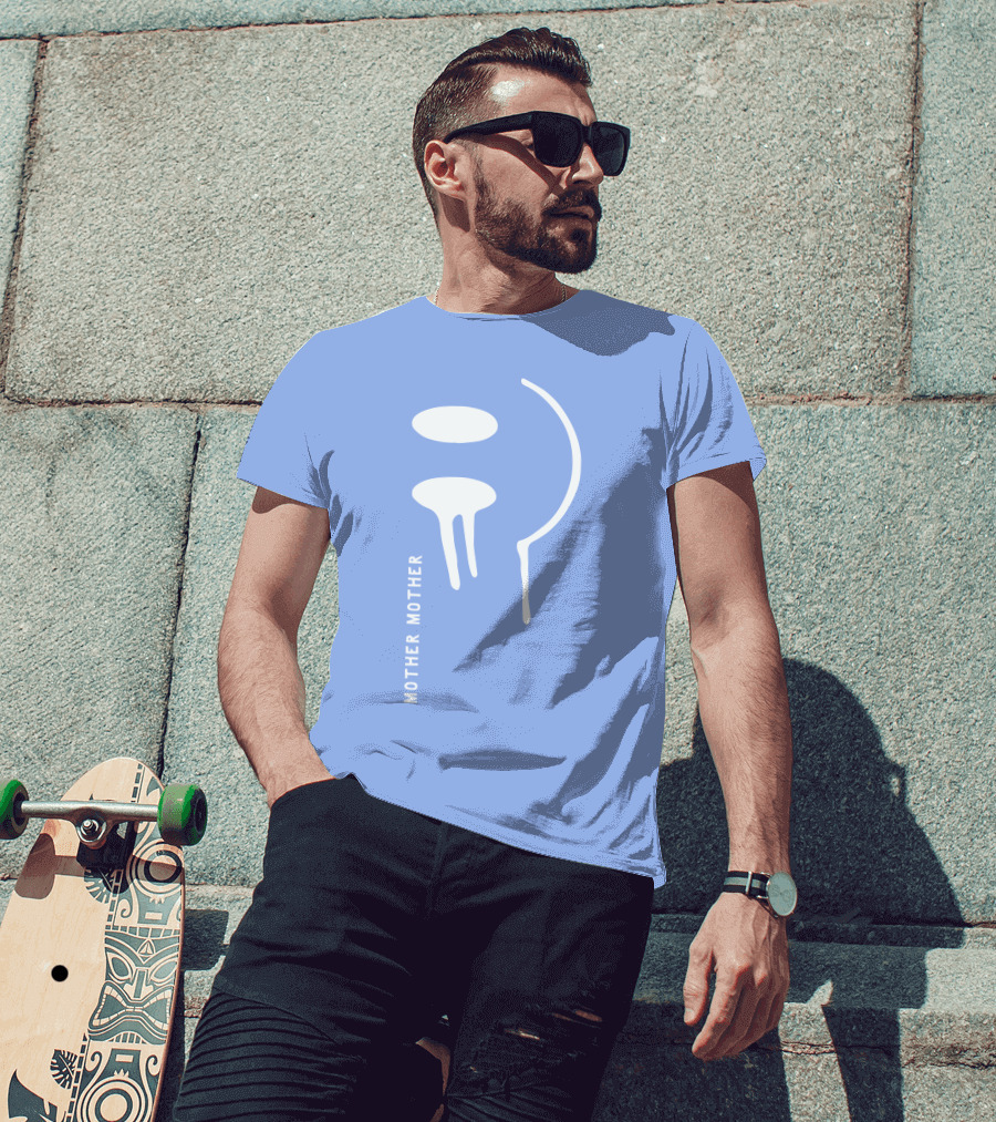 Mother Mother Merch Smiley Dripping Face Blue T-Shirt