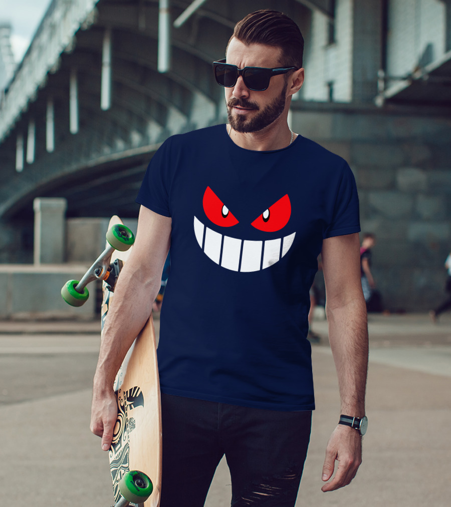 Gengar Pokemon Eyes Grinning Face Red Eyes White Teeth T-Shirt
