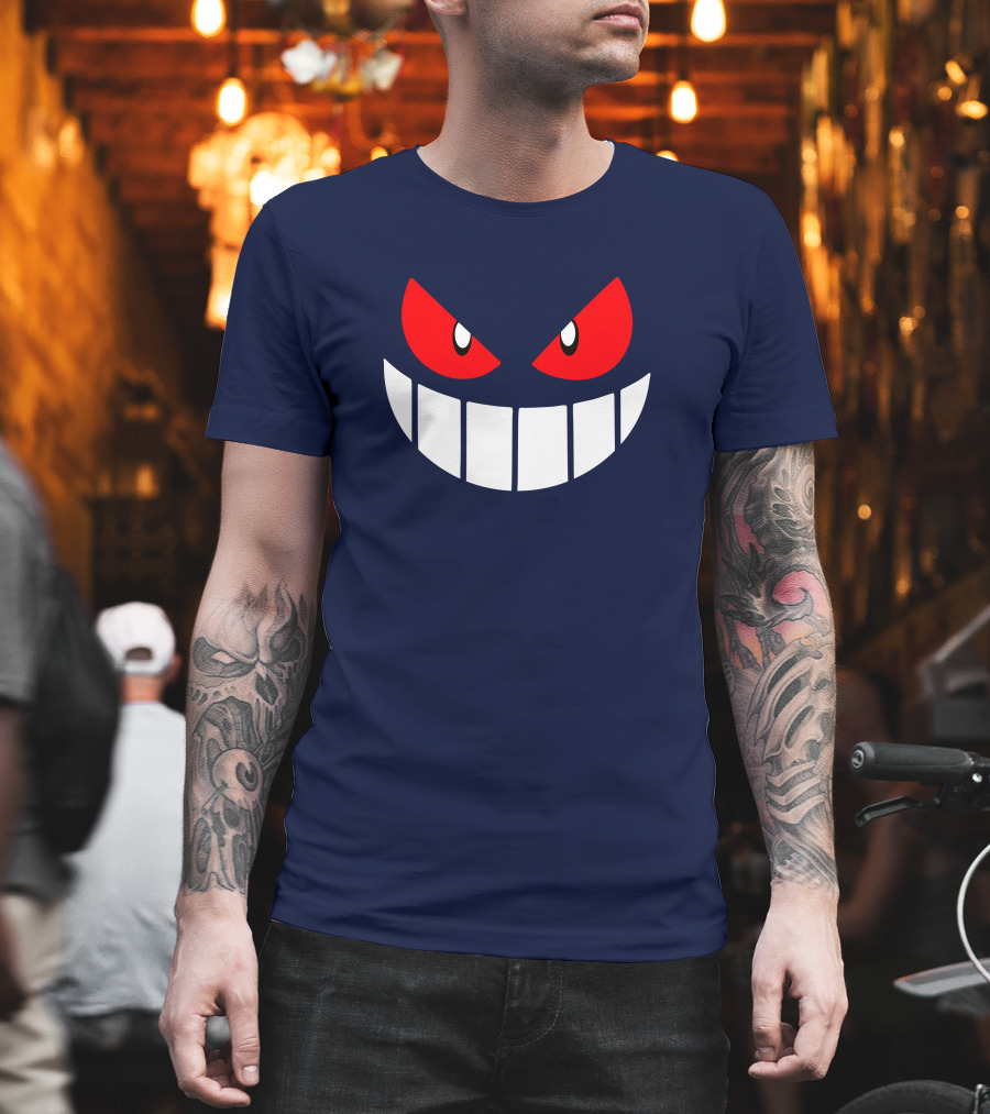 Gengar Pokemon Eyes Grinning Face Red Eyes White Teeth T-Shirt