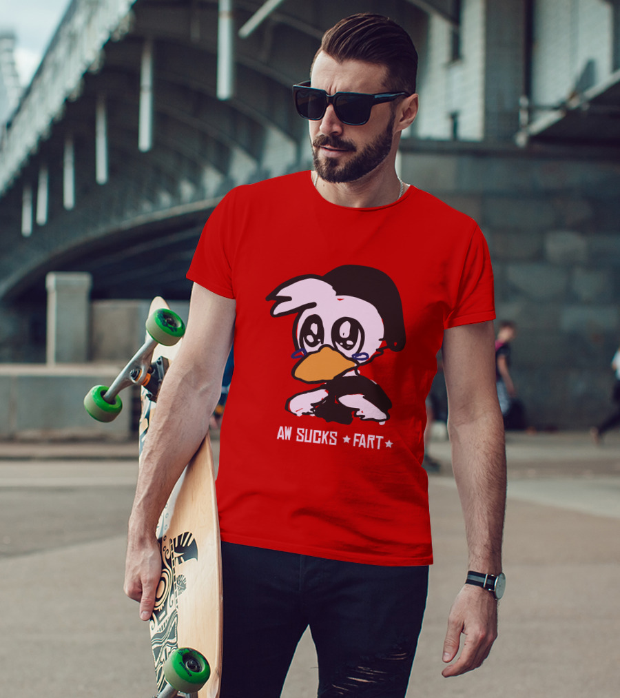 Aw Sucks Fart Crying Duck Cartoon T-Shirt