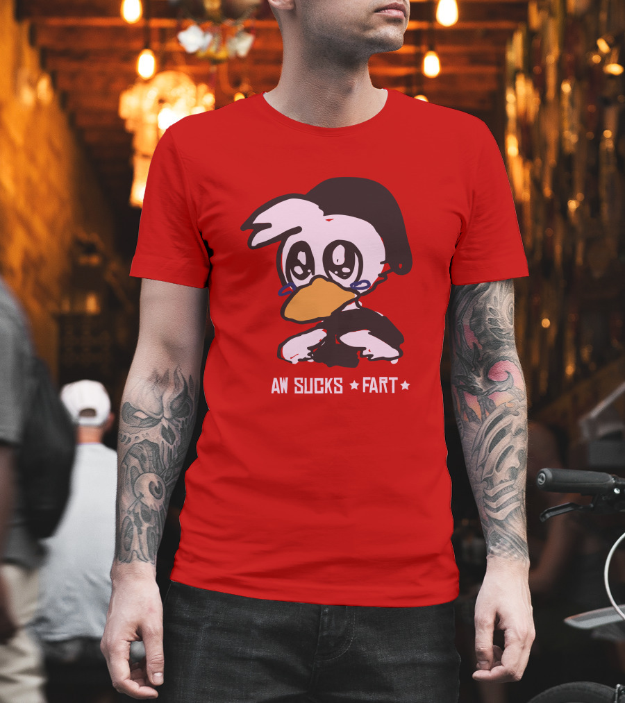 Aw Sucks Fart Crying Duck Cartoon T-Shirt