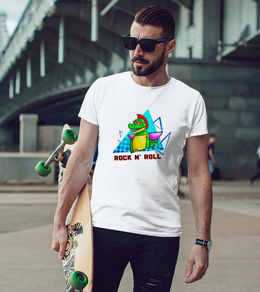 Monty Rock N' Roll Dinosaur With Star Shades And Mohawk T-Shirt