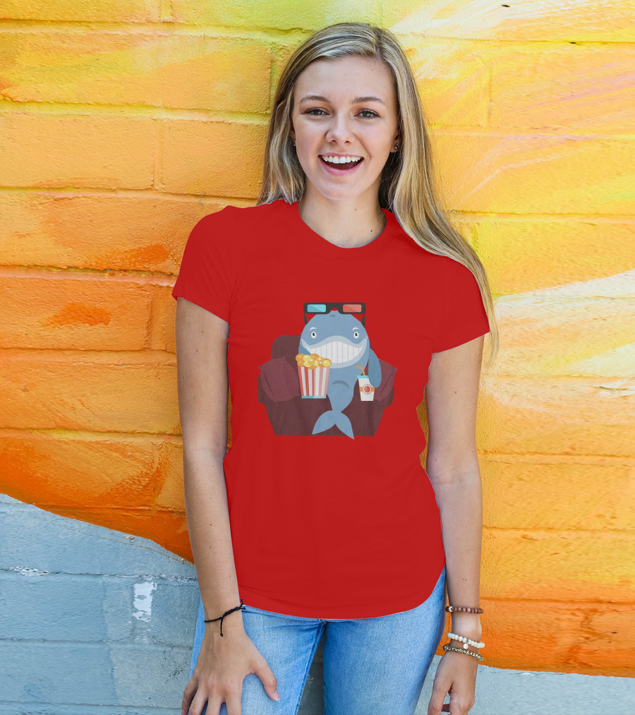 Pete G Whales Popcorn 3D Glasses Cinema T-Shirt