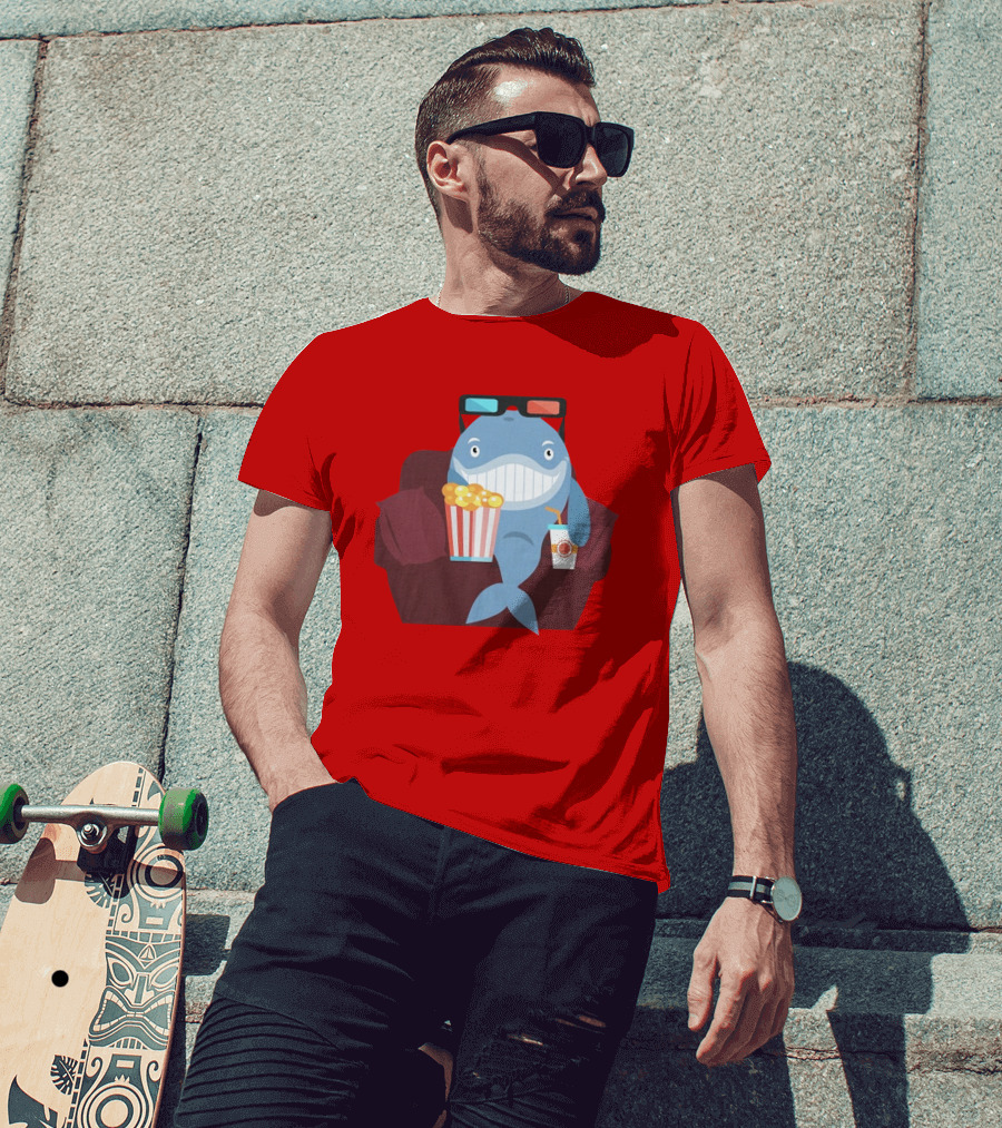 Pete G Whales Popcorn 3D Glasses Cinema T-Shirt