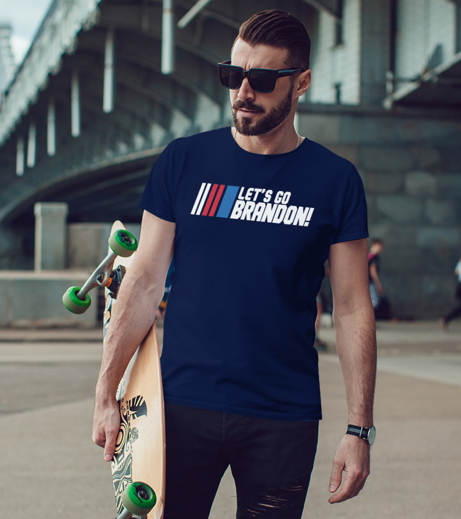 The Daily Wire Shop Let's Go Brandon Racing Stripes T-Shirt