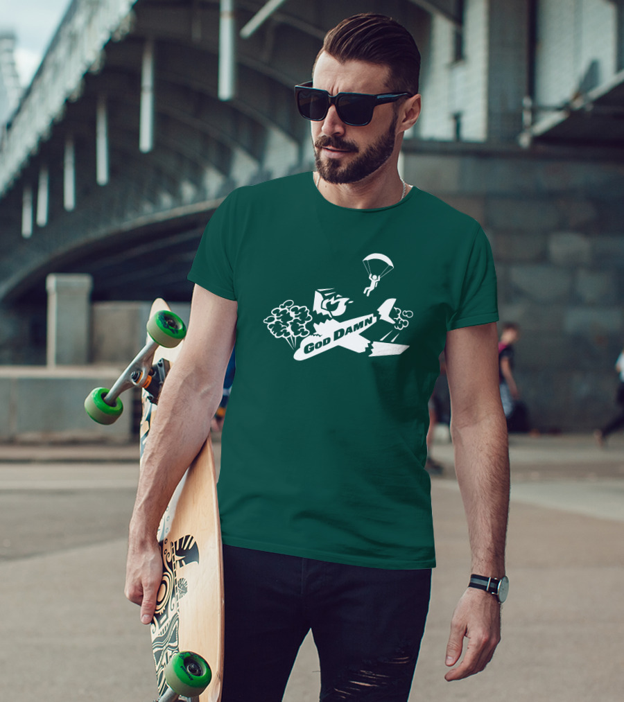 God Damn 3.0 Airplane Parachute Text Kfc T-Shirt