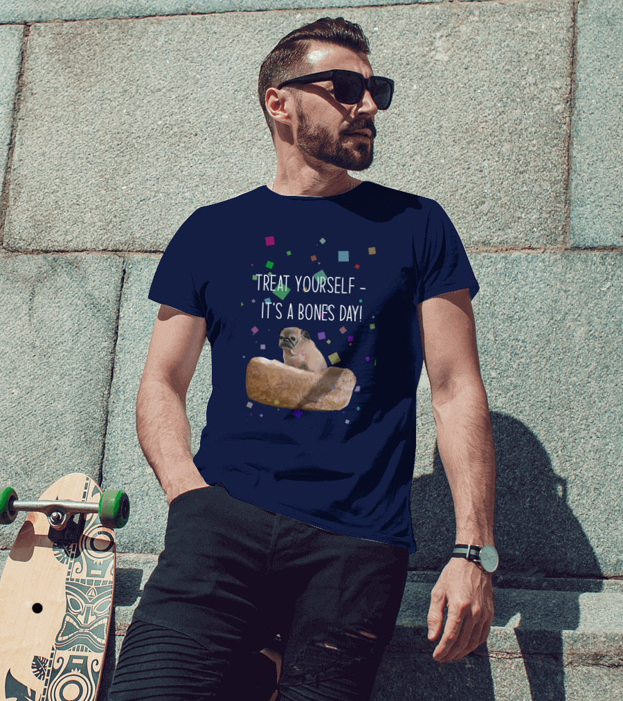 Treat Yourself It's A Bones Day NoodleThreadless Pug Confetti T-Shirt