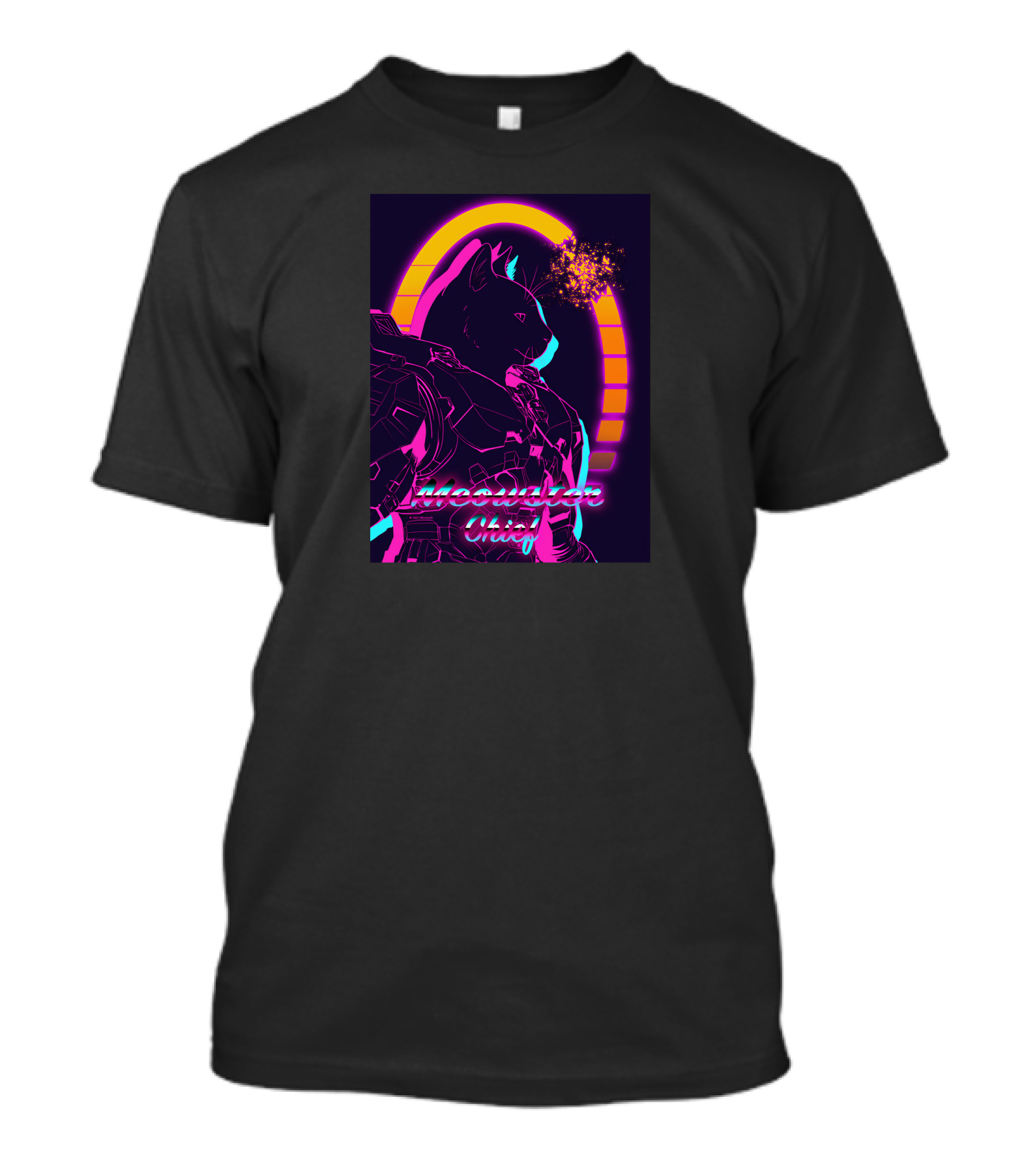 Xbox Meowster Chief Halo Cat Day Neon Gear T-Shirt