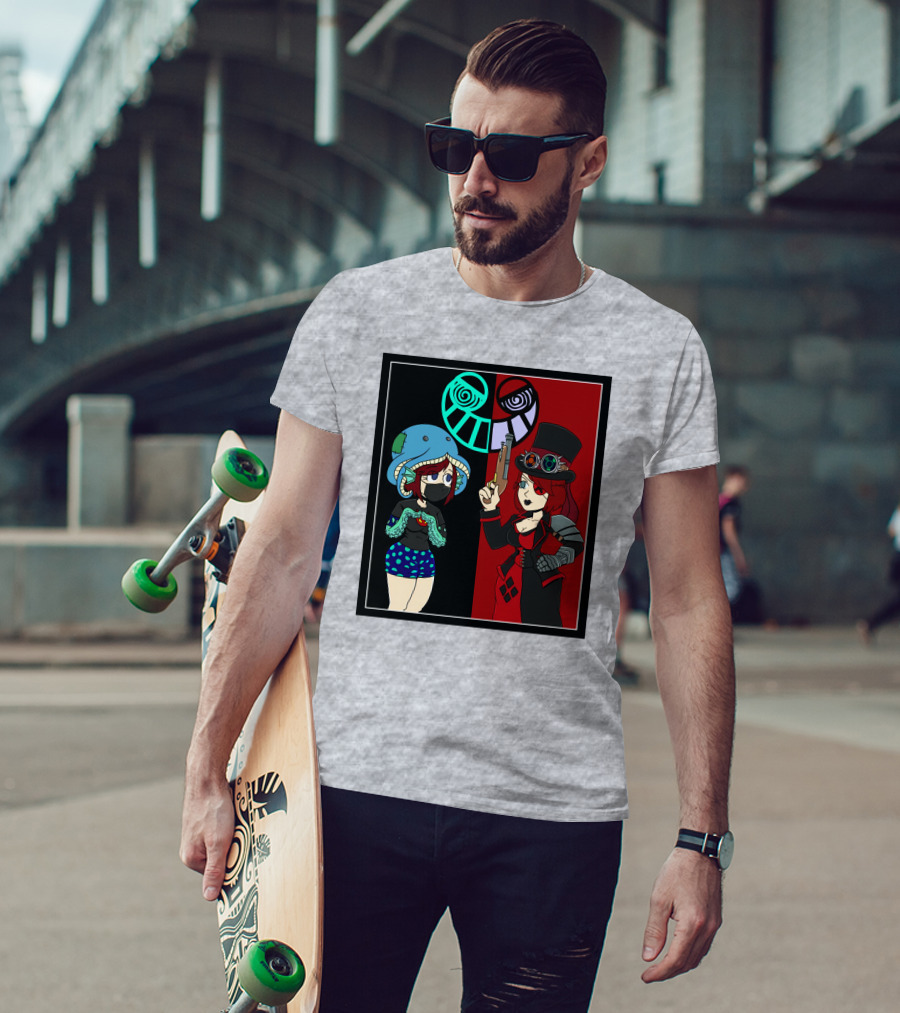 Frenemies Forever Threadless Blowing Off Steam Misssteam Steampunk And Aquatic Duel T-Shirt