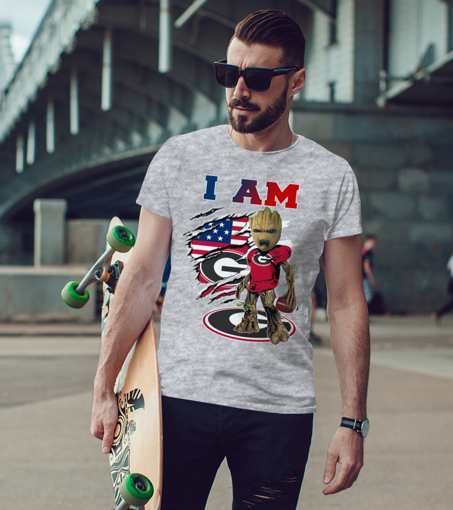 I Am Groot Bulldogs Georgia Football American Flag T-Shirt