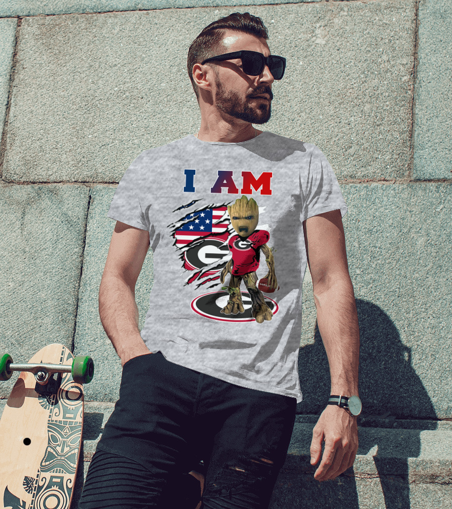 I Am Groot Bulldogs Georgia Football American Flag T-Shirt