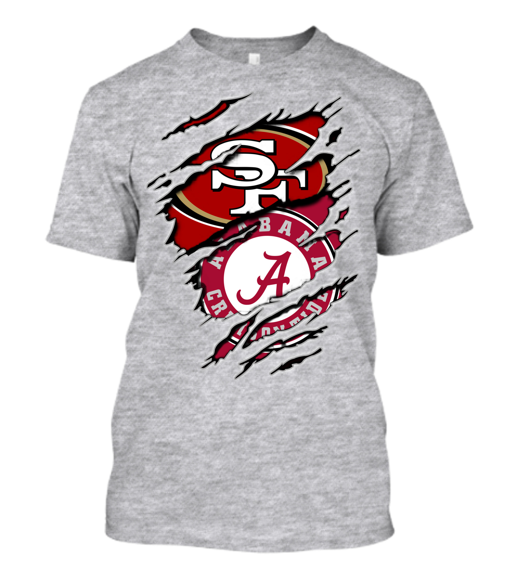 Alabama Crimson Tide San Francisco 49ers Rip Effect Logo Collaboration T-Shirt