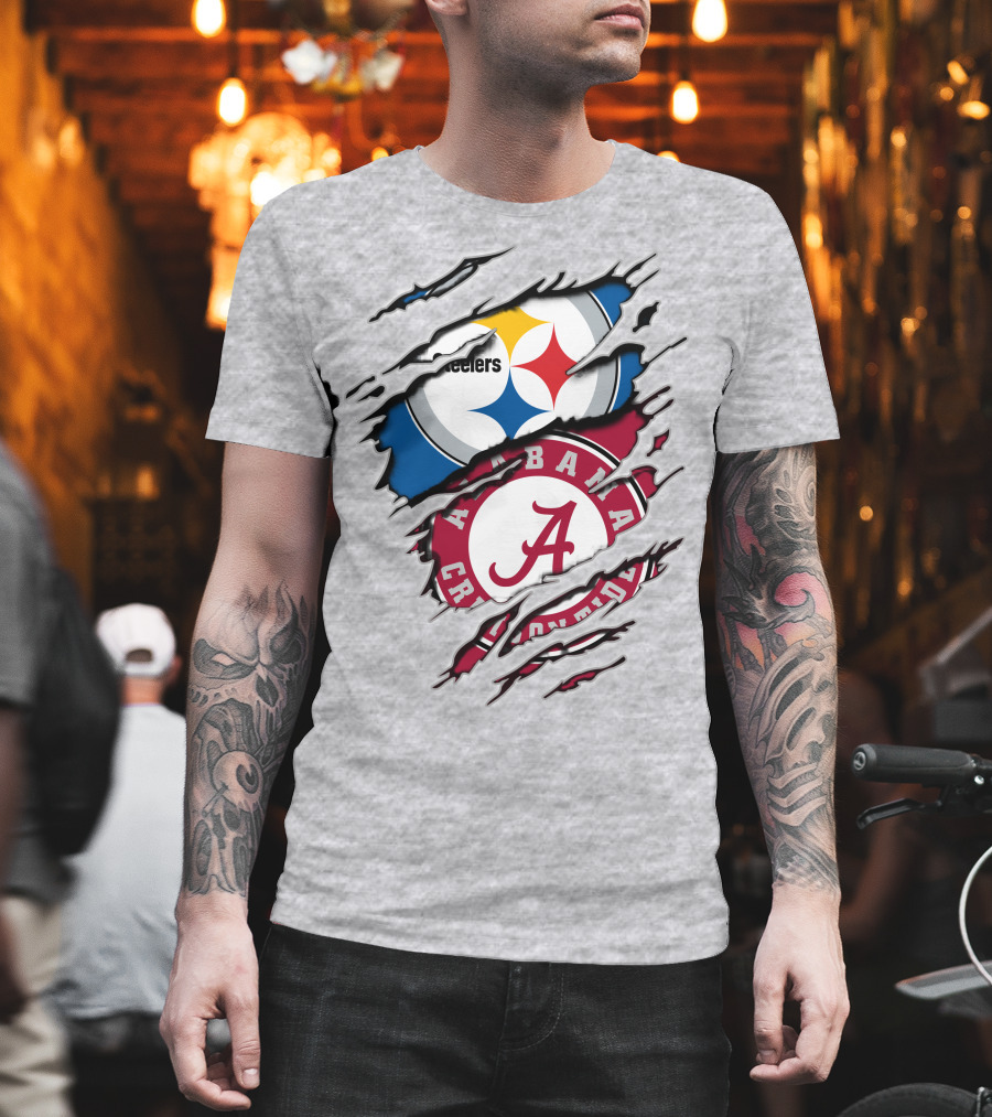 Alabama Crimson Tide Steelers Logo Crossover T-Shirt