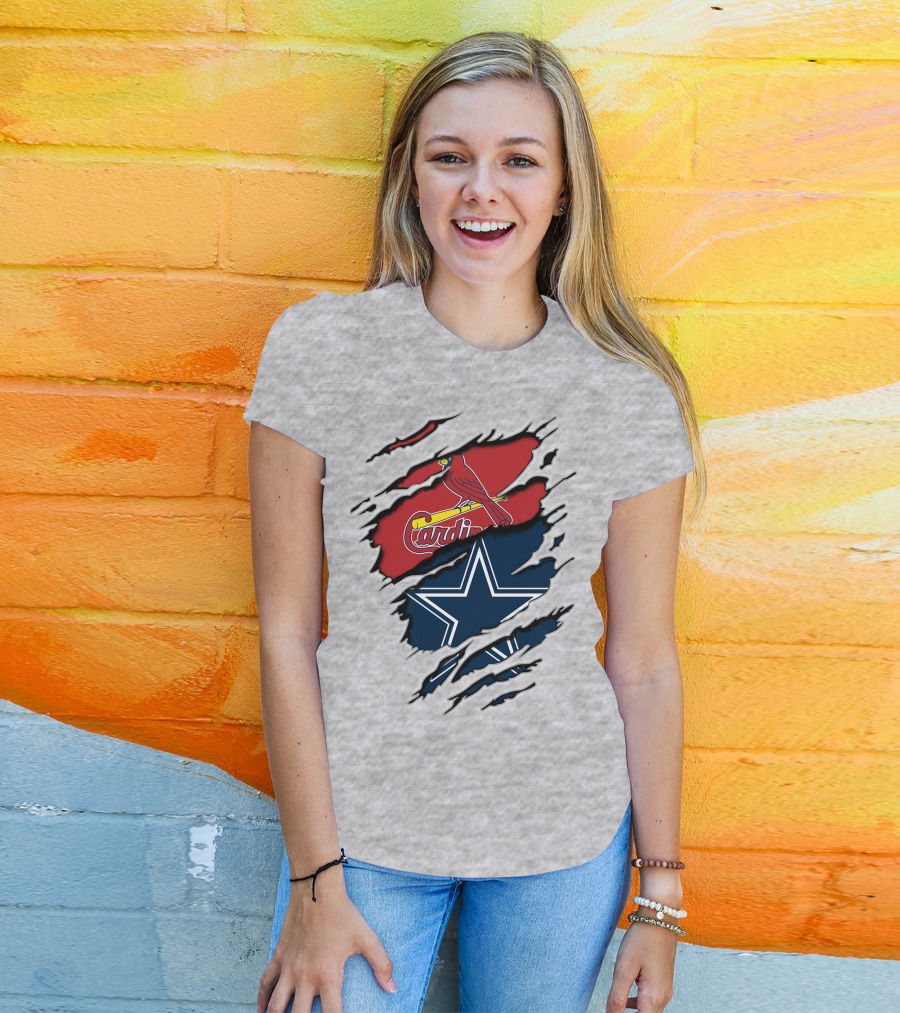 Cardinals And Cowboys Team Spirit Fusion T-Shirt
