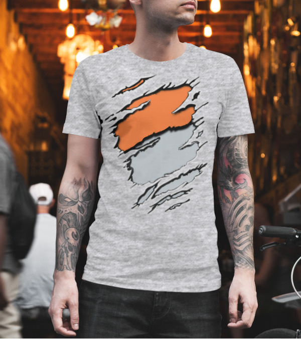 Raiders Giants 13 Orange Gray Ripped Texture T-Shirt Raiders Giants 13 Orange Gray Ripped Texture T-Shirt
