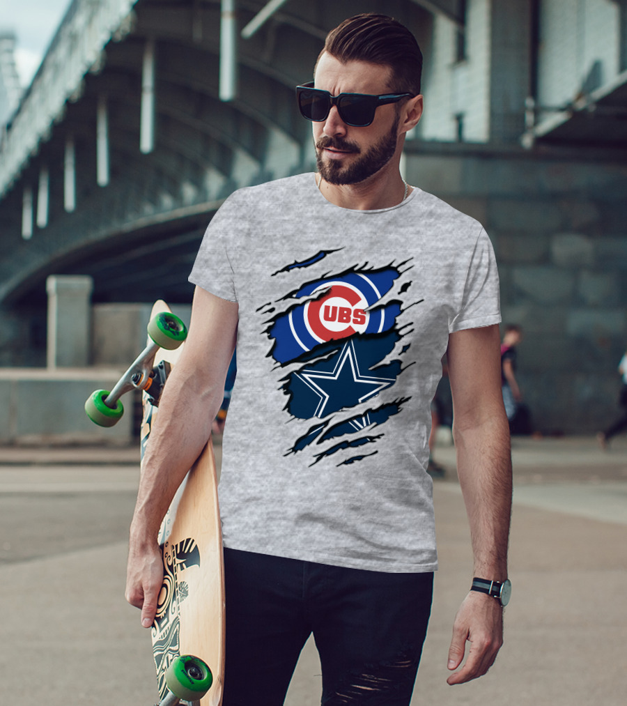 Cubs And Cowboys Fan Symbol Fusion T-Shirt