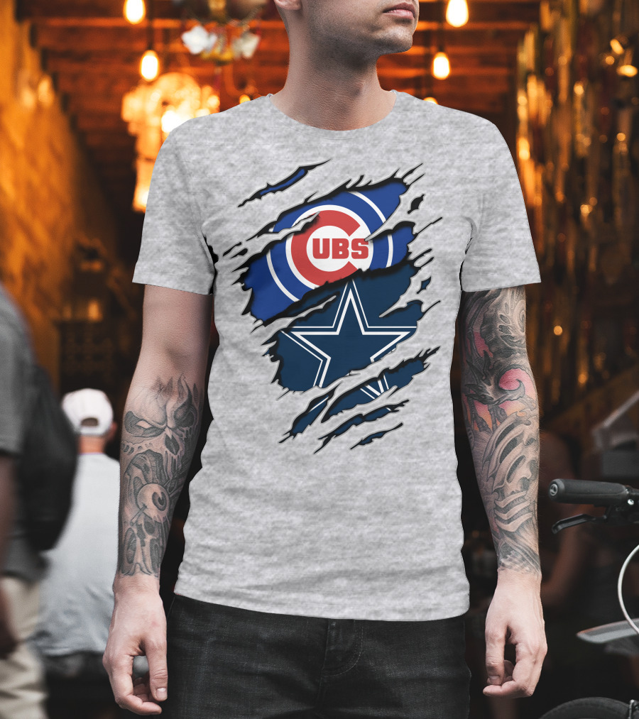 Cubs And Cowboys Fan Symbol Fusion T-Shirt