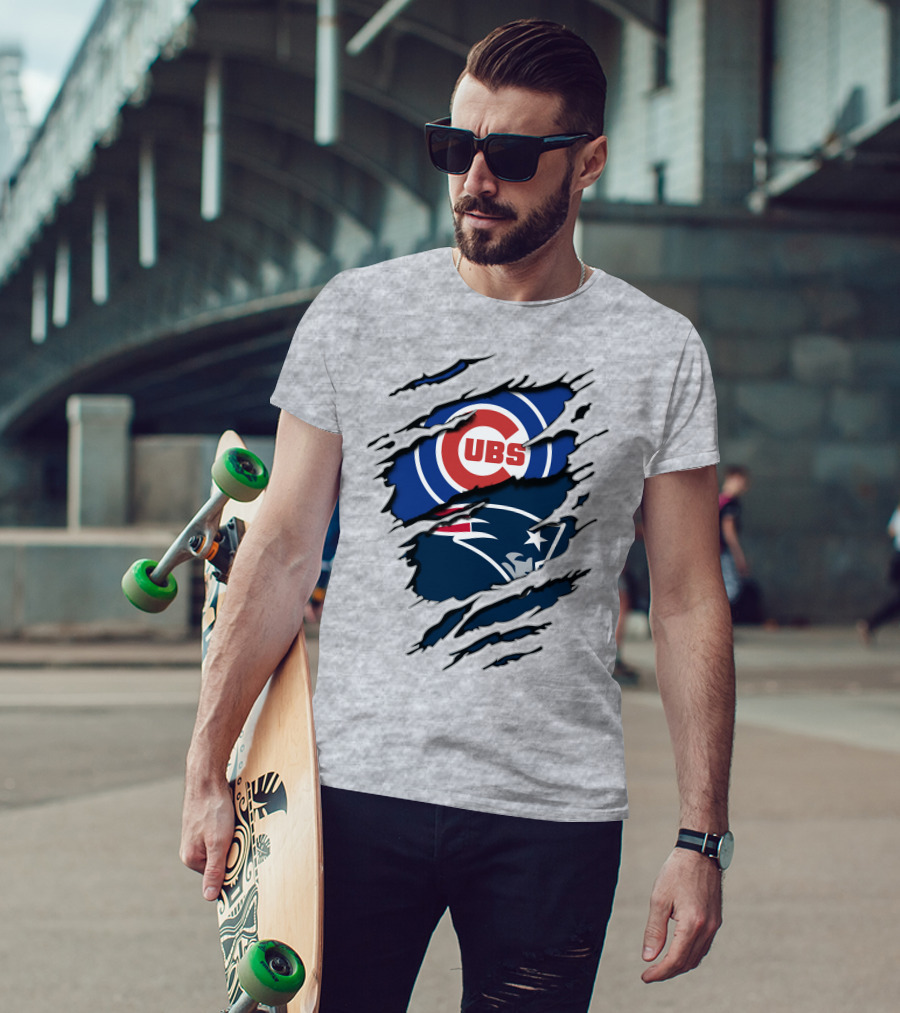 Cubs Patriots Logo Mashup Fan T-Shirt