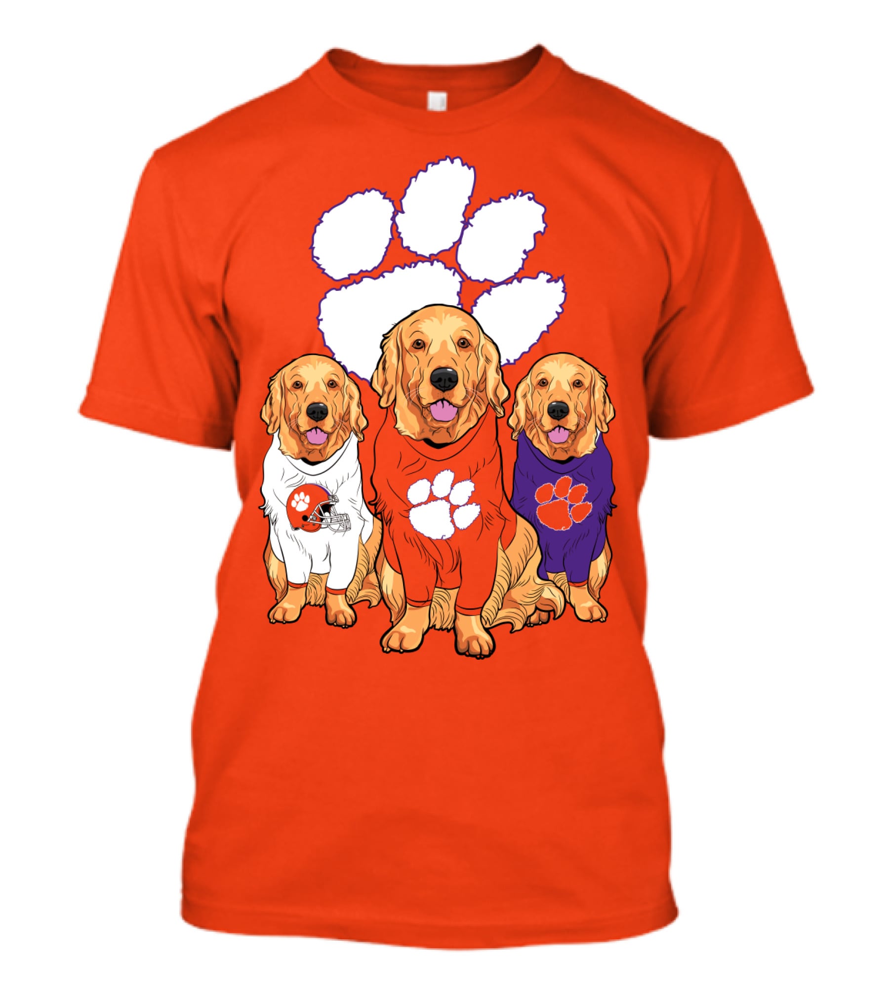 Clemson Tigers Golden Retrievers Trio T-Shirt