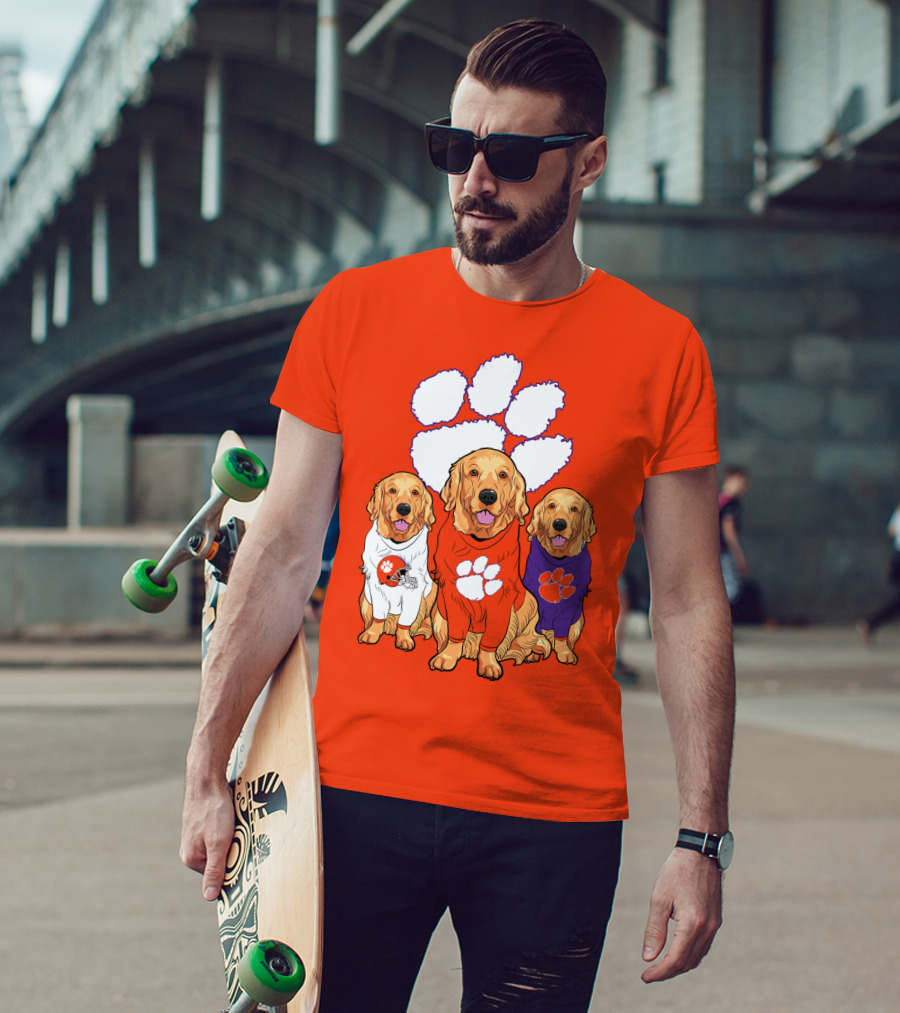 Clemson Tigers Golden Retrievers Trio T-Shirt