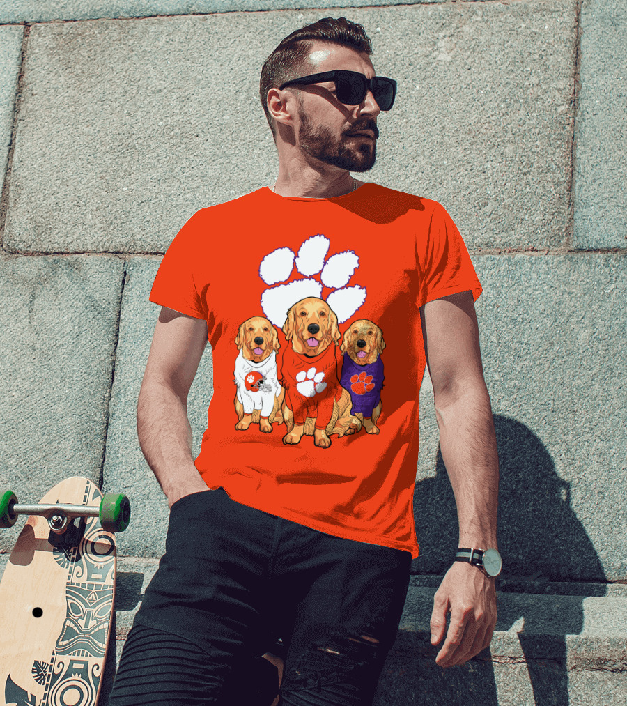 Clemson Tigers Golden Retrievers Trio T-Shirt