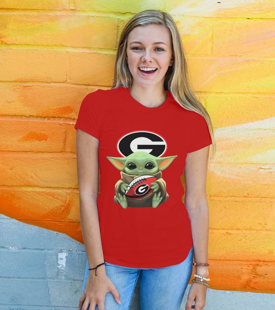 Baby Yoda Georgia Bulldogs Football Fan T-Shirt