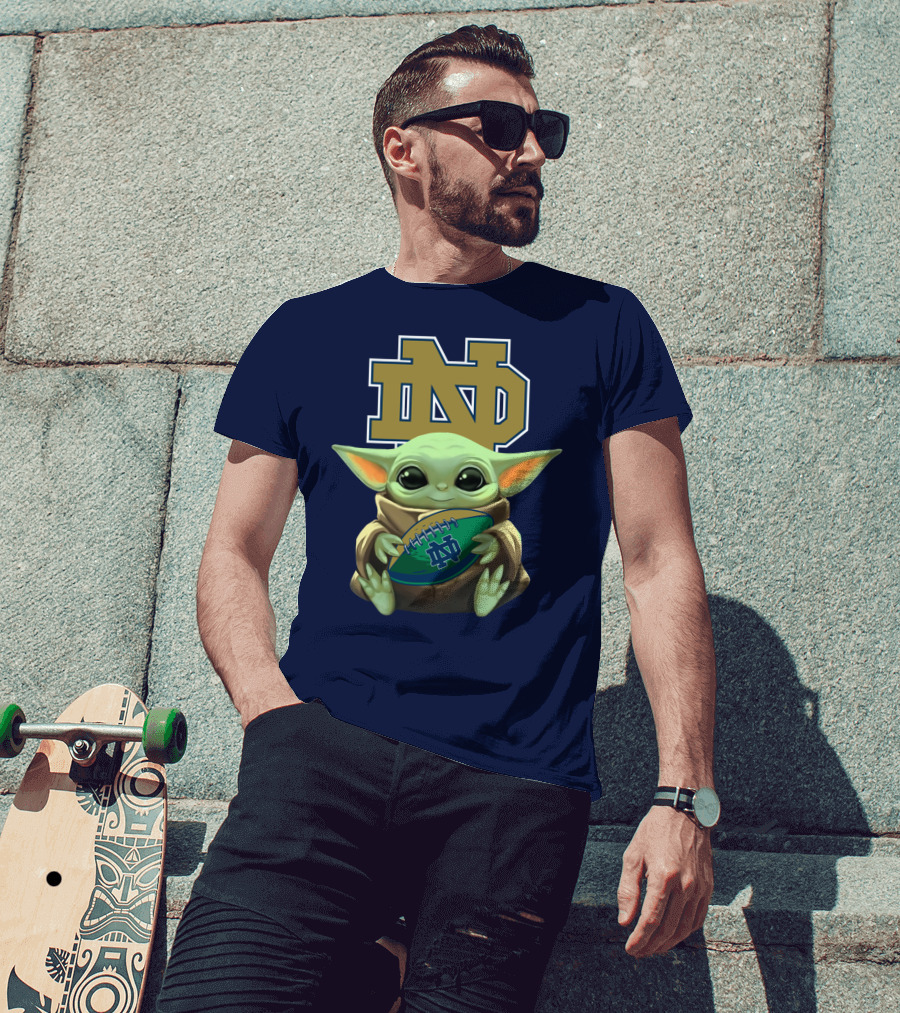 Baby Yoda Notre Dame Football Fan T-Shirt