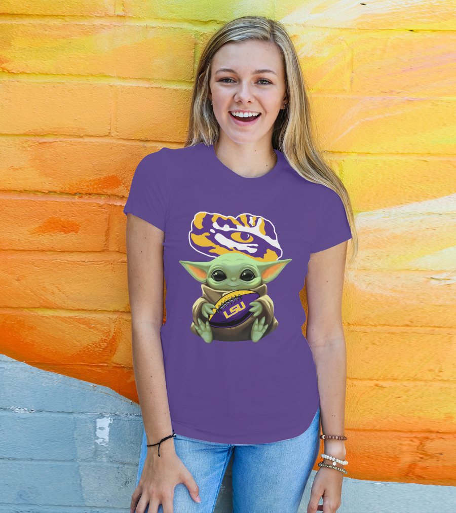 Baby Yoda Lsu Tigers Football Tiger Eye T-Shirt